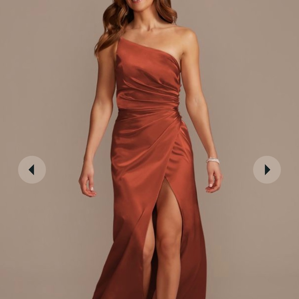 Charmeuse draped one-shoulder bridesmaid dress - David’s Bridal